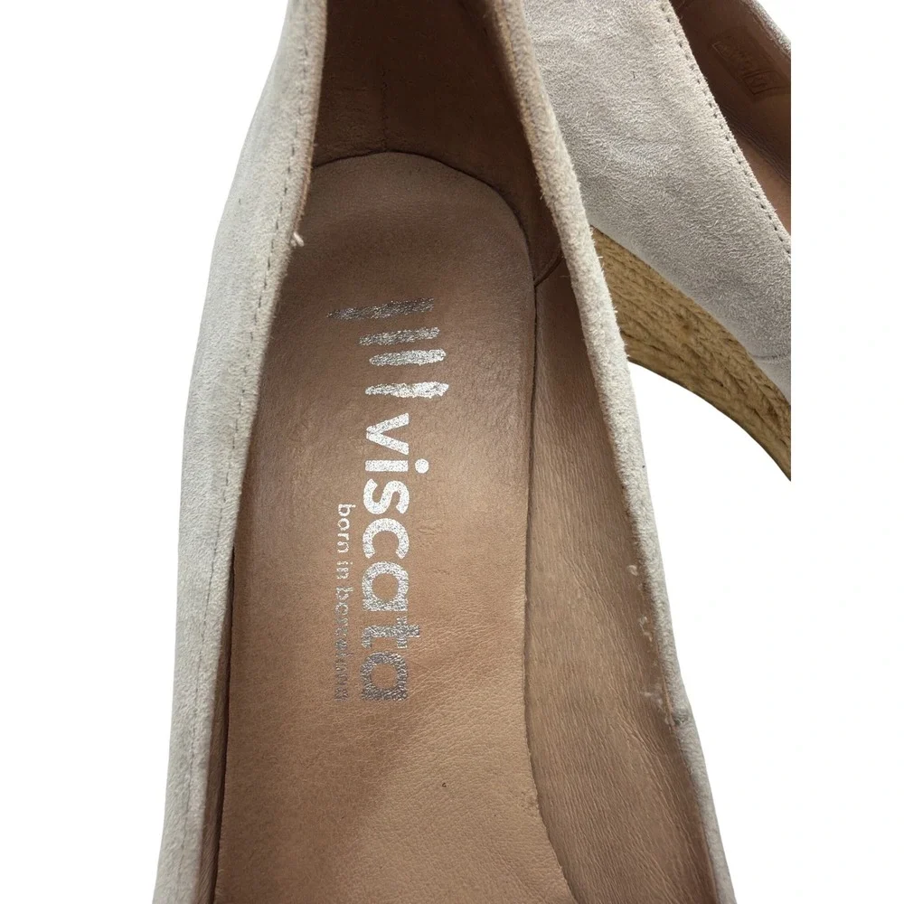 Viscata Barcelona Grey Suede Espadrille Wedges Made in Spain Size 40